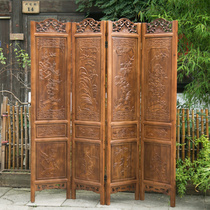 Dongyang wood carving Chinese relief carved vertical folding screen solid wood antique living room porch partition wall folding screen