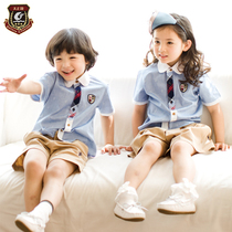  Kindergarten garden clothes Summer clothes British college style childrens class clothes short-sleeved shirt cotton primary school school uniform summer suit
