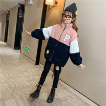 Girls coat autumn and winter clothes 2021 new foreign style in the big childrens cashmere coat childrens cotton padded wool sweater