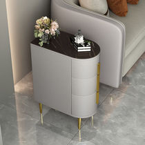 Household slate curved edge a few three-pump living room sofa side cabinet light luxury solid wood small coffee table corner a few bedside cabinets