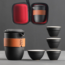 Travel tea set portable Hand bag 1 pot 4 cups fast guest Cup car travel bubble teapot custom logo