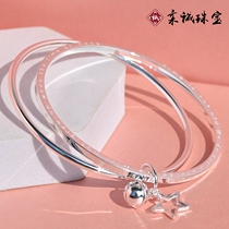 2022 Little crowdring Multi-circle bell Bell Pure Silver Silver Bracelet Woman 999 foot silver hand ring bracelet with lover girlfriend