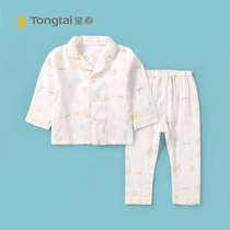 Tongtai summer baby cotton gauze underwear set 1-3 years old male and female baby thin lapel pair