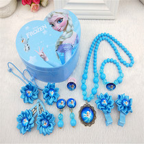 Combination hair accessories set earrings Ice and Snow Princess Crown hairclip Flower Childrens Love Box Birthday Gift Decoration