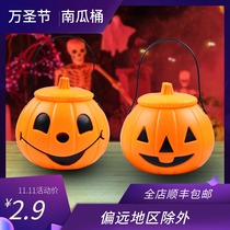 Halloween Pumpkin Lantern Childrens Handheld Light Lantern Pumpkin Bucket Jack Lantern Candy Jar Handmade Decoration