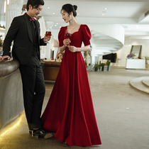 Toast to the wedding bride 2022 new betrothed wine red normally to wear a long answer to the dinner ladys summer