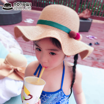 Small fresh baby big children sun protection sun hat girls summer beach hat wave straw hat sun hat childrens cool hat