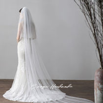 v615 European and American long tailed bridal veil simple double-layer can cover soft yarn veiled wedding headdress