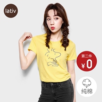 lativ female Snoopy genuine IP short sleeve cotton top printed T-shirt spring and summer new trend womens clothing