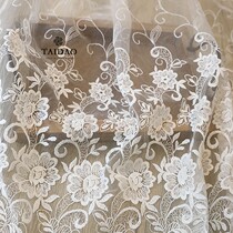 Taishan new pastoral mesh embroidery lace ivory white 127 wedding dress garment decoration fabric iy accessories
