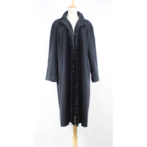 Chest 55 black Loose caravan day oversize style original single foreign trade over the knee 100% woolen long coat