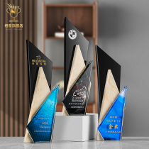 Marble crystal trophy custom-made creative engraving champion color printing grand prize cup Wooden trophy custom high-end