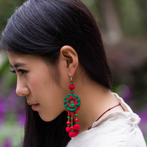 Yunnan Minority Wind Earrings Bohemian Retro Handmade Cloth Art Women Earrings Pendant Qipao Accessories 1688