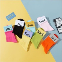Yu Que week socks children Korean version of the socks trend candy fashion Korean letter socks autumn and winter Miss Wu