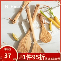 N House Italian olive wooden shovel wooden spoon rice scoop slash spatula leakage shovel stir-fried vegetable household high temperature resistant long handle spatula
