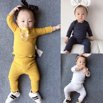 Baby lingerie 0 years old 1 pajamas 3ins wind 3 baby 5 thick 4 warm base shirt Net red suit summer