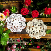 Fresh water lotus Artisanal Hook Lace lace Fancy Mesh Flower Flakes Pure Cotton Thread Woven Decorated Cup Tray Heat Insulation Dining Mat 18cm