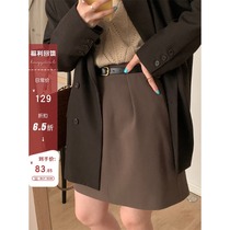 HEYGIRL black elder brother Korean version of design sense pleated a skirt female high waist thin temperament short skirt 2020 Autumn