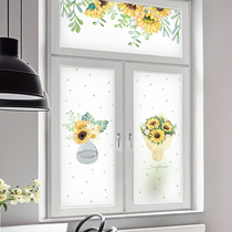 Kitchen Windows Glass Stickers SLIDING DOOR DECORATION SUNSCREEN ANTI-WALK LIGHT ANTI-PEEP FROSTED CLING FILM WINDOWS GLUED SUNFLOWERS