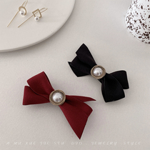 ins retro pearl red butterfly knot hair clip female net red temperament sweet and beautiful liu haiclip side clip Korean card