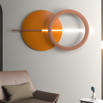 Living room dining room sofa background wall wall decoration pendant long round metal creative wall wall decoration