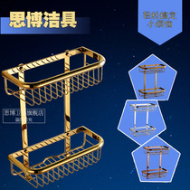 European free hole Rose gold triangle basket Square double gold plated antique square shelf Bathroom corner rack