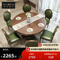 American country solid wood Round Table large apartment retro Villa clubhouse round table European restaurant Round Table 6 people