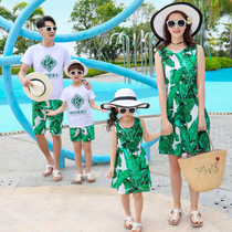 Parent-child summer travel vacation Family decoration Family three Foreign mother mother and daughter dress casual suit