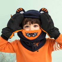Childrens ski gloves equipped with outdoor windproof waterproof plus velvet thickened mountaineering riding cold and warm winter