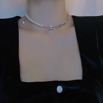 Antique Retro Style ADVANCED ELEGANT TEMPERAMENT PEARL WATER DRILL ASYMMETRICAL NECKLACE NECK CHAIN SENGAS 100 LAP LOCK BONE CHAIN