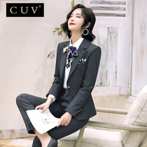 Fashion big name temperament goddess fan professional suit female 2020 Korean long sleeve slim suit overalls autumn dress