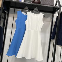 MRMW2021 summer New temperament round neck sleeveless dress female OL fashion waist slim long A- line dress