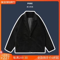 Pure ピ ア ア Japanese retro black and white blazer mens loose trend Joker small suit autumn jacket
