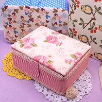 Cross stitch tools Embroidery finishing box Fabric multi-function storage box Handmade box needlework box Rose needlework bag