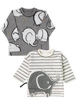 Spot UK Imports NEXT Tong Clothing Spring Autumn Mens Treasure Elephant Printed 100 lap pure cotton long sleeves T-shirt blouses 2 pieces