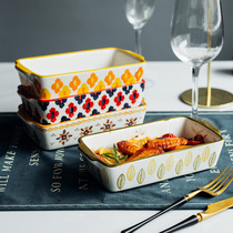 Baking tray microwave oven special household ceramic baking cheese baked rice bowl plate dish creative Western tableware
