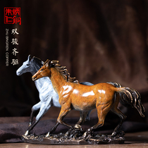 Zhu Bingren Copper Shuangjun Qilang Horse Ornaments Home Decoration Arts and Crafts Gifts