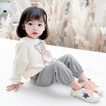 Girls Net red sweater set autumn 2021 new children Spring and Autumn girls foreign style female baby sports two-piece set