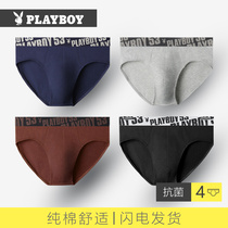 Playboy mens underwear triangle mens pure cotton thin section boys pants pants shorts head breathable large size youth tide