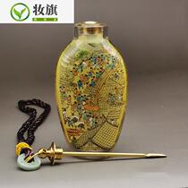 Inside-painted snuff bottle long strip pot handicrafts optional snuff powder set Qingming Shanghe map glass decoration gift
