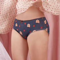 Ladys underwear new 2021 Burst Fashion Pure Cotton Crotch Girl Mid Waist Big Code Pure Desire Cute Summer Thin