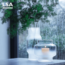 LSA imported handmade glass vase creative fog transparent vase ornaments living room simple Nordic flower arrangement vase