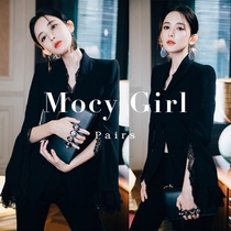 sandro asw Naza same suit jacket women 2021 Autumn New slim lace stitching black suit