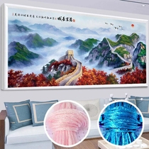 The Wanli Great Wall Cross embroidered 2022 new line embroidered living room for great great transportation Qiuqiu landscape painting atmosphere handmade embroidery