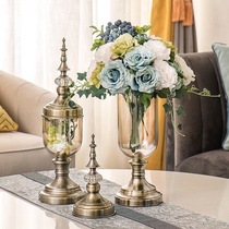 Eurostyle glass vase creative living room decoration swinging piece home dining table light extravagant flower arrangement transparent vase handicraft 61