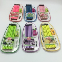 Source power double gun refreshing pencil 12-pack primary school student fragrance pencil Environmental protection lead-free poison send pencil sharpener