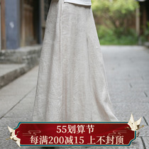 West Window-Tea-served Zen Zen Mantra Tea Suit 2022 Women New Linen Broadlegged Pants Loose ramee Hemp Broadlegged Pants