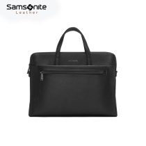  Samsonite briefcase mens business simple cowhide leather handbag new shoulder stitching 13-inch computer bag large