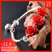 Lacquer carved lacquer Tibetan silver bracelet female fashion simple student Joker fresh hand string silver jewelry personality birthday gift