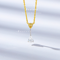 Bi color Bestser (time hourglass) 18K gold diamond necklace female color treasure yellow diamond pendant choker